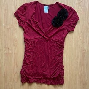 Maurices deep red blouse, short sleeve